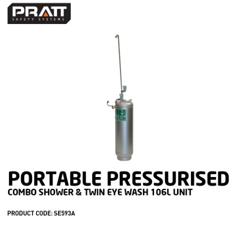 PRATT PORTABLE PRESSURISED COMBO SHOWER & TWIN EYE WASH 106LTR